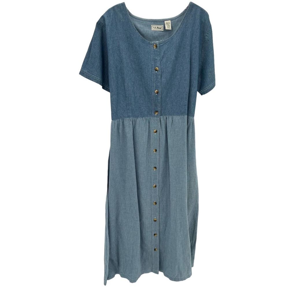 L.L. Bean country button front chambray maxi women’s dress